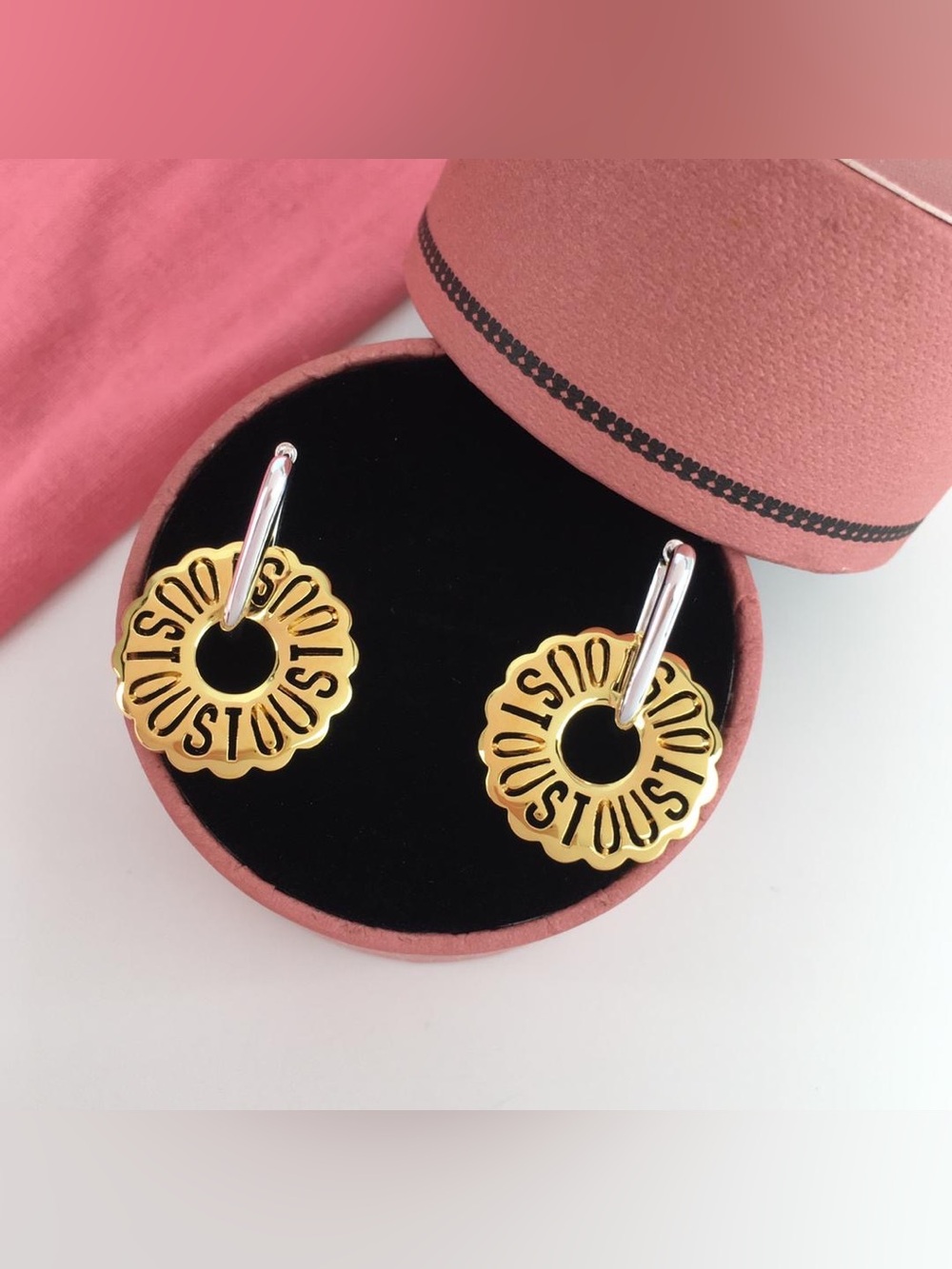 Earrings Two tones sterling silver 925